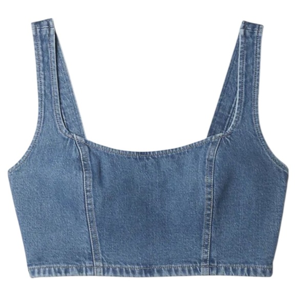 GAP Women Cropped Denim Brami top, Size 8. Light Blue,Denim Cropped Top-Bra. New - Picture 1 of 13